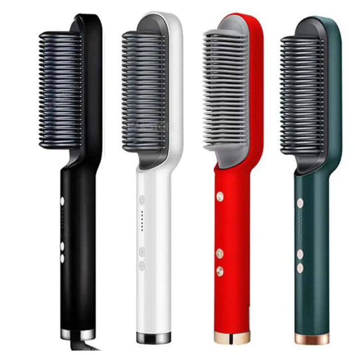 2-in-1 hair straightener brush and curling comb