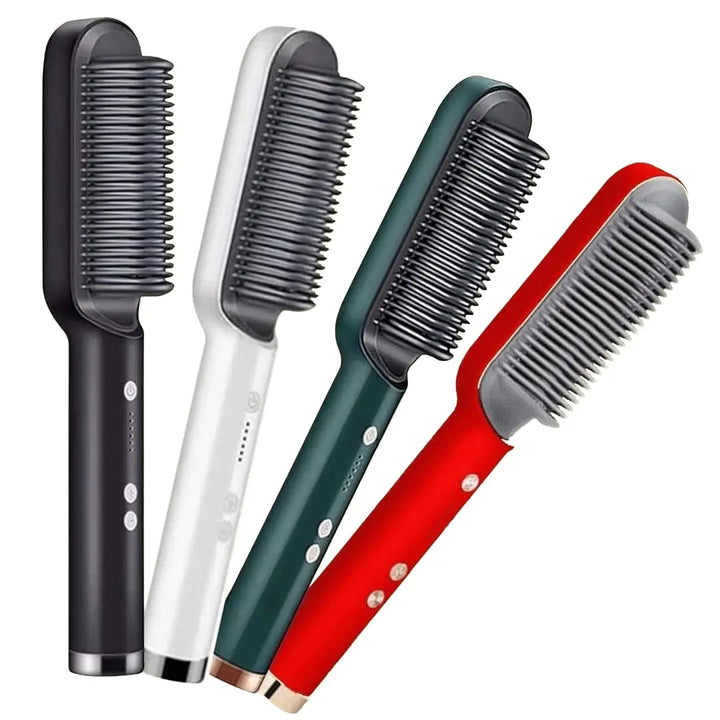 Electric heated hair straightening brush