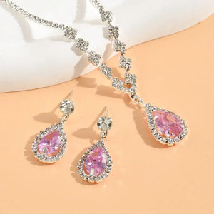 Zircon necklace set with matching earrings for wedding reception