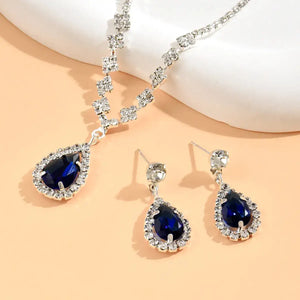 Black zircon necklace and matching earrings for wedding
