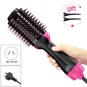 Hair dryer brush with ergonomic handle