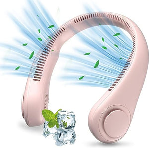 Portable rechargeable neck fan with 3 speed settings