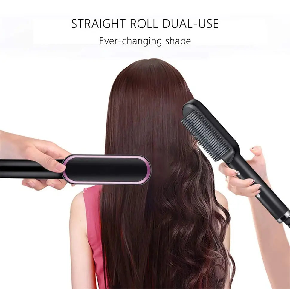 Electric hair straightener and curling comb