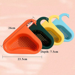 Hanging sink drain basket with quick drainage