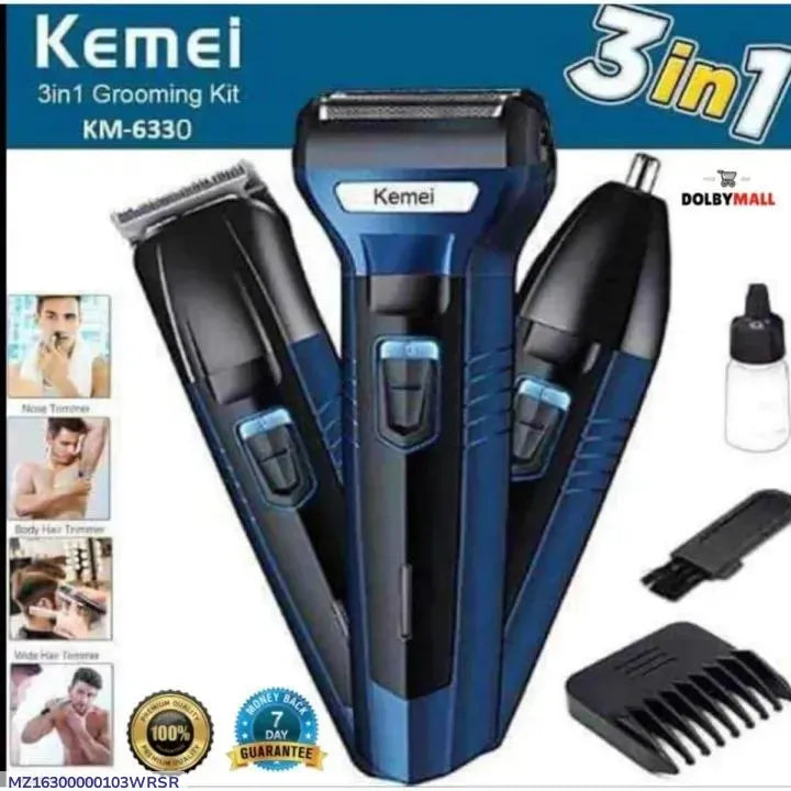 Kemei KM-6330 3-in-1 rechargeable beard trimmer kit