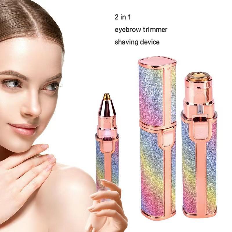 Rechargeable 2-in-1 eyebrow trimmer and facial shaver