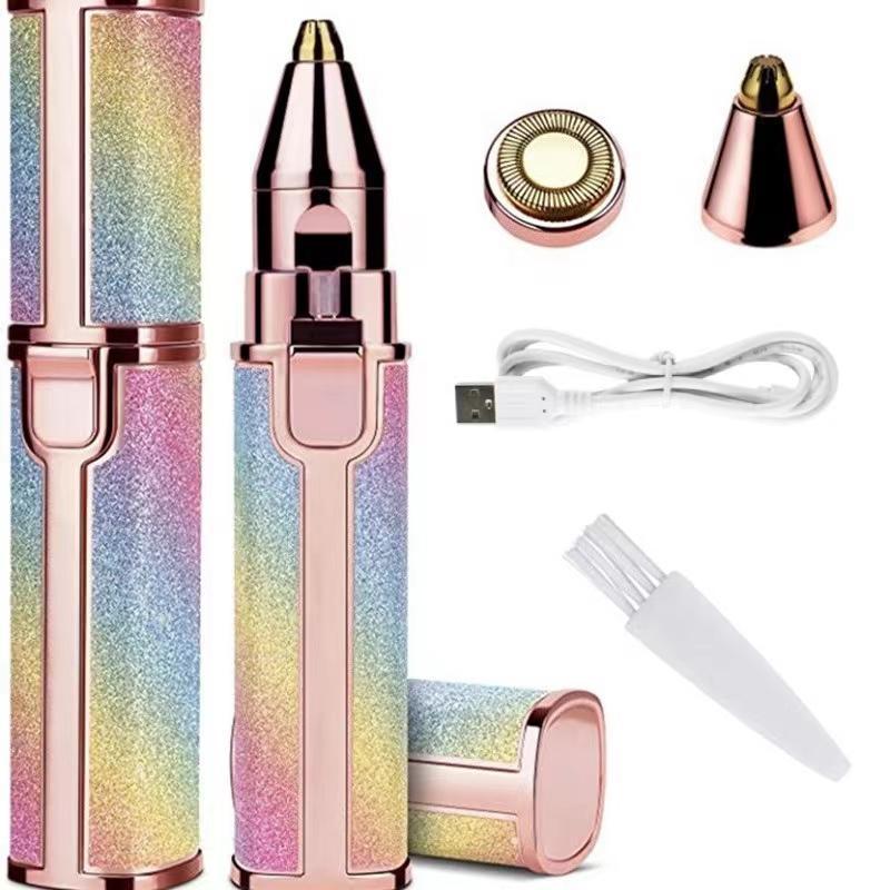 Rechargeable facial shaver for eyebrow grooming