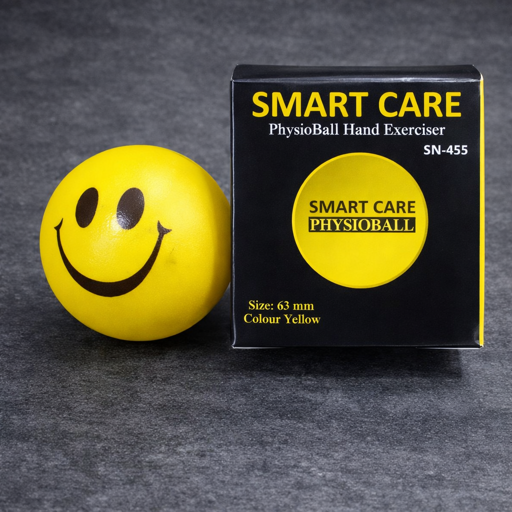 Yellow stress relief ball for finger exercises