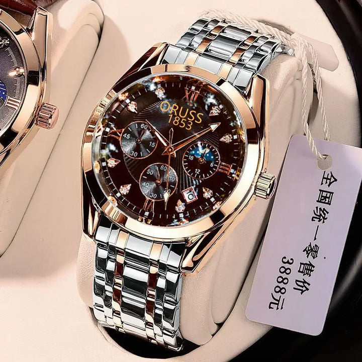 Automatic men's watch with luminous dial and calendar
