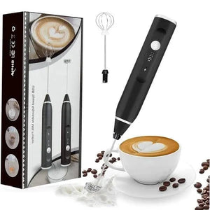 USB electric milk frother with stainless steel whisk