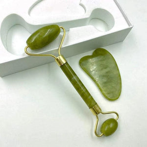 Green gua sha stone for facial skincare