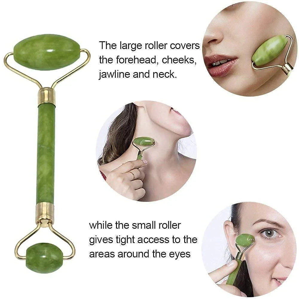 Green natural stone jade skincare tool set