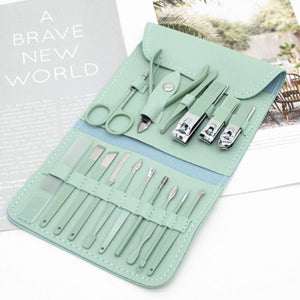 Portable manicure and pedicure kit with travel case
