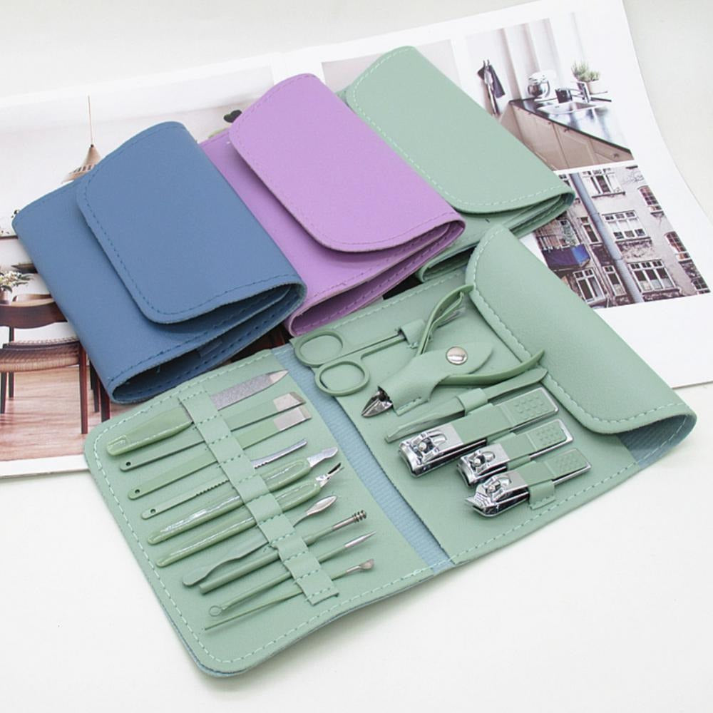 Stainless steel nail grooming tools in storage case